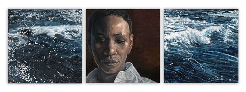 Njenge Mbokodo, Oil on wooden panels, 3 panels of 10"x10"